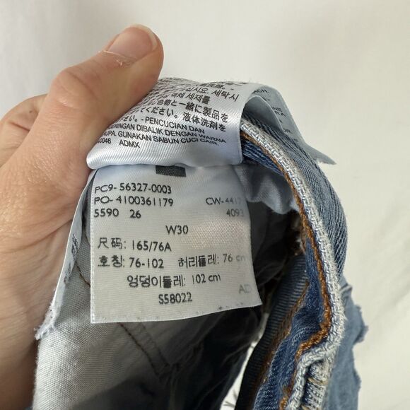 Levis 501 Jean Shorts Women's 30 Medium Wash Denim Button Fly Cut Off High Rise - Picture 9 of 10